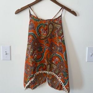 Patterned tank top with open back